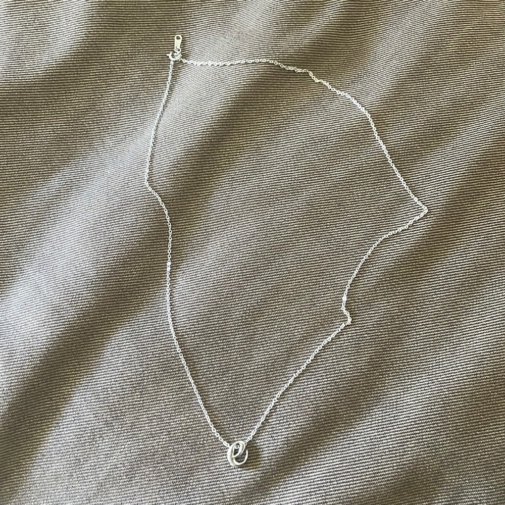 New Sterling Silver Necklace Initial E Lowercase